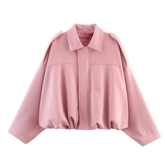 Bomber Jackets Women Long Lantern Sleeve Oversized Jacket