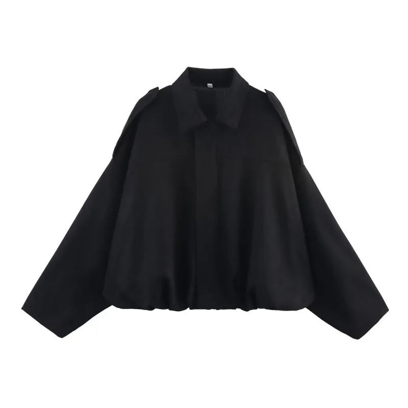 Bomber Jackets Women Long Lantern Sleeve Oversized Jacket